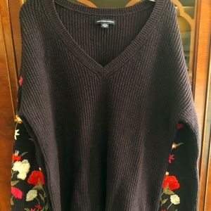 American Eagle Floral Embroidered Sweater